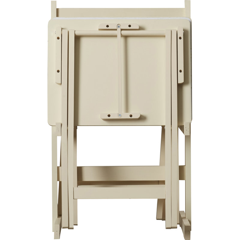 Beachcrest Home Bucholz Wood Coastal TV Tray Table Set with Stand